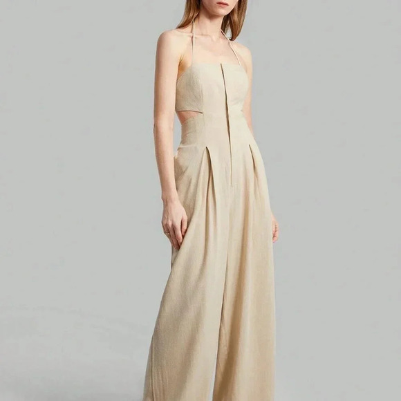 Khaki Sexy Women's Backless Strap Halter Jumpsuit - Picture 5 of 8